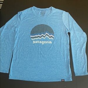Patagonia Women’s Capilene Cool Light Blue Graphic Long Sleeve Tee